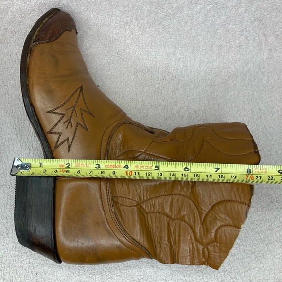 Vintage Leather Western Cowgirl Ankle Boots Womens 7.5 Brown Cheetah Cuff Accent - Picture 12 of 12